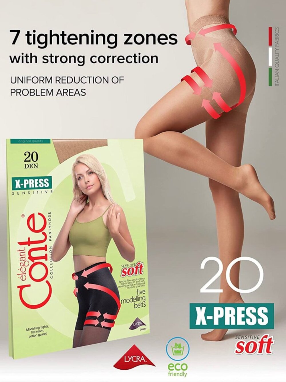 Conte X-Press Soft 20 Den - 5 Modelling Belts Control Top Women's Tights 8С-66С - Picture 2 of 14